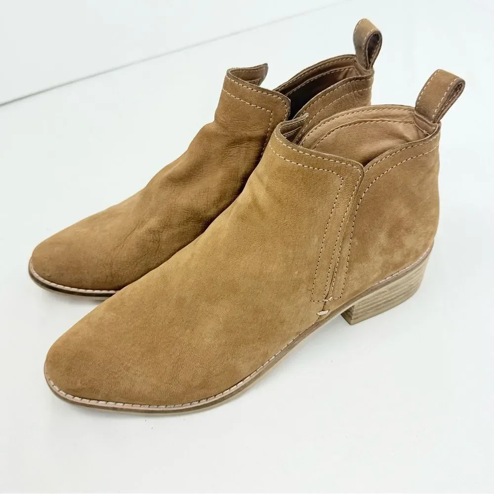 Dolce Vita TESSEY Khaki Suede Leather Stretch Slit Side Low Heel Ankle Boots